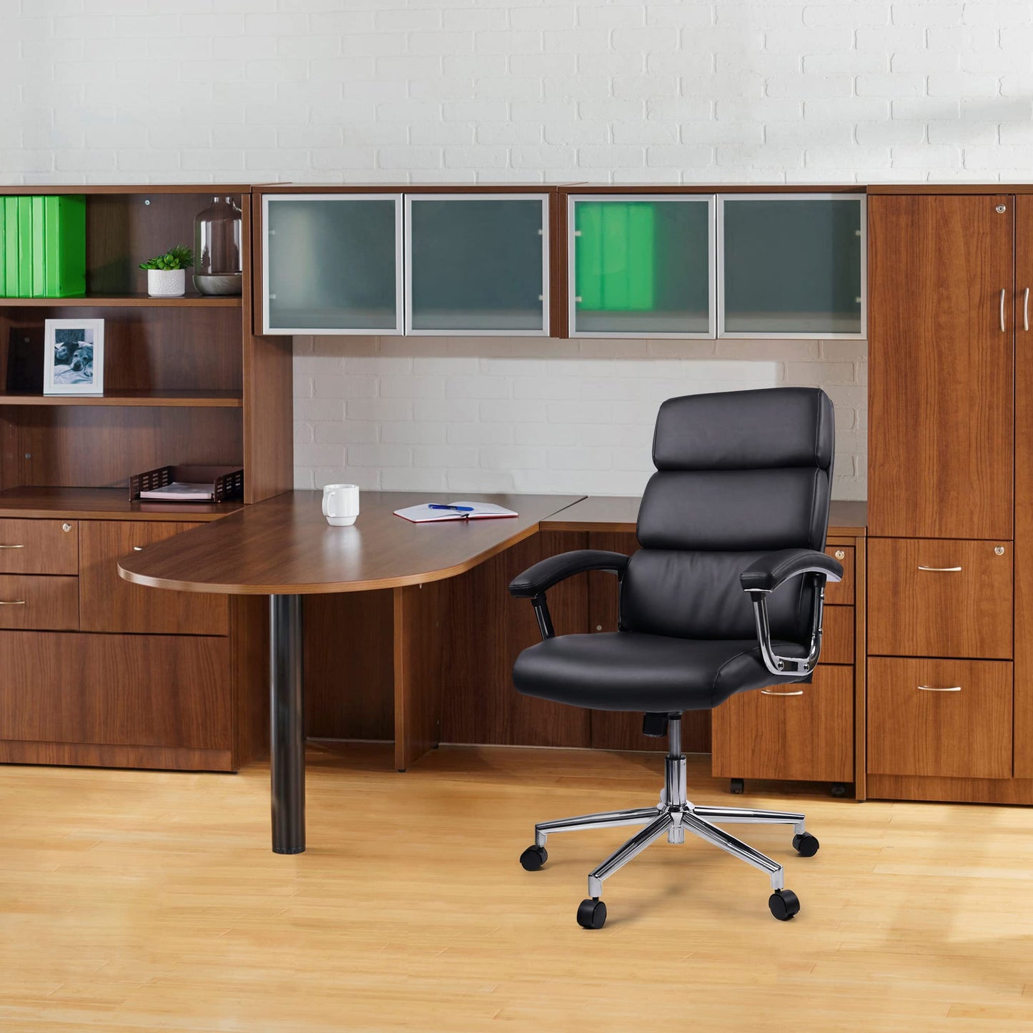 Lorell Leather High-Back Black Executive Chair