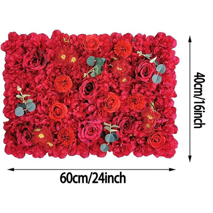 GOUZIBHD 6 Pack Flower Wall Panel Backdrop 24 X 16inch Artificial Flower Wall Mat Silk Rose Floral Panel for Wedding Party Bridal Shower Background Decoration