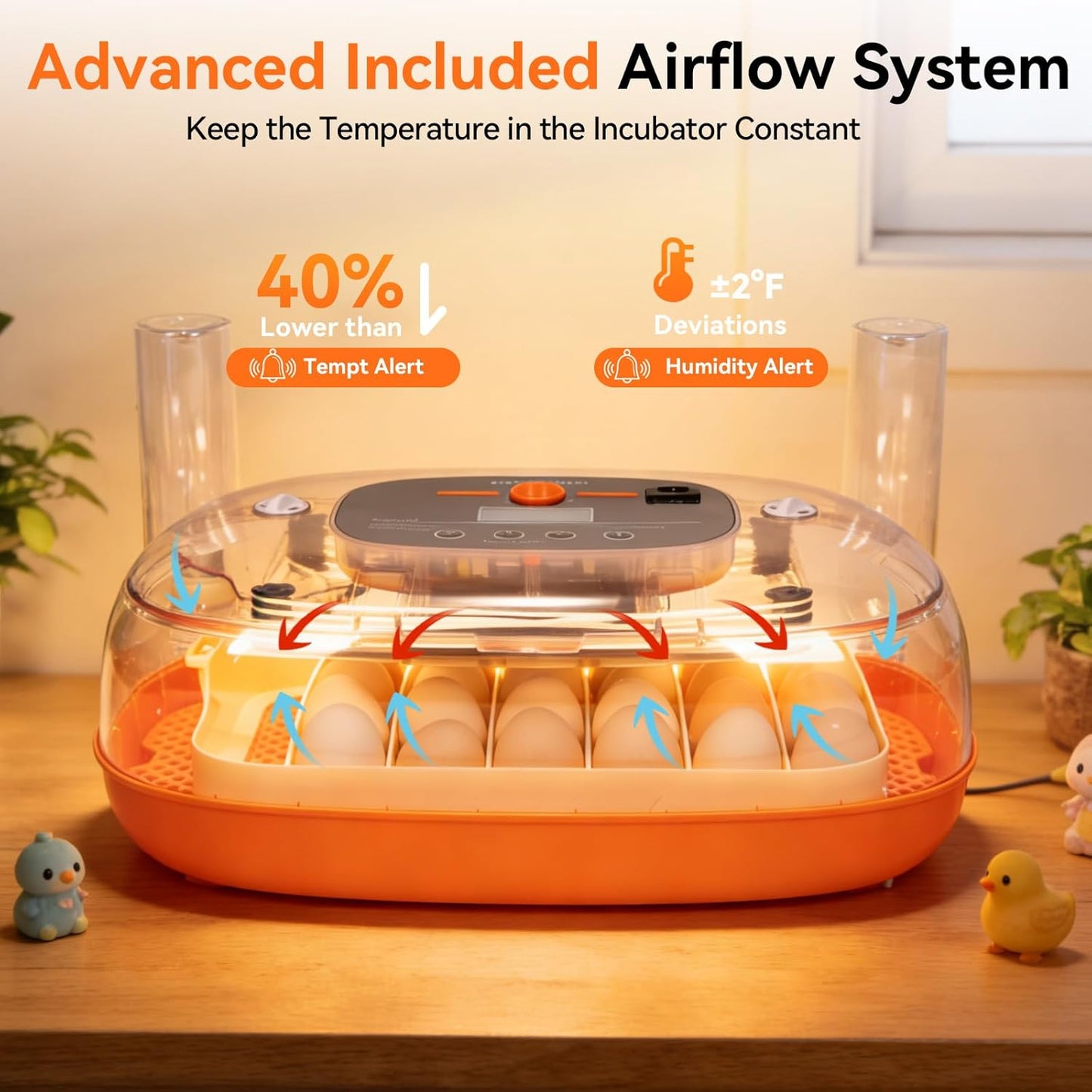 24 360Viewing Incubators for Hatching Eggs, Egg Incubator, Automatic Egg Turner with Humidity Control & Digital