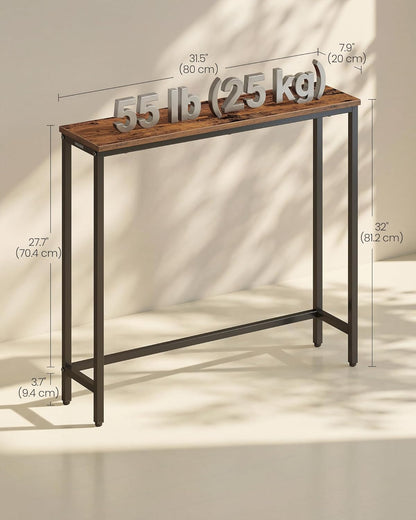 1 7.9 31.5 32 Inches, ULNT035KD01S VASAGLE Console Table, Entryway Table, One Piece Top, Easy Assembly, for Hallway