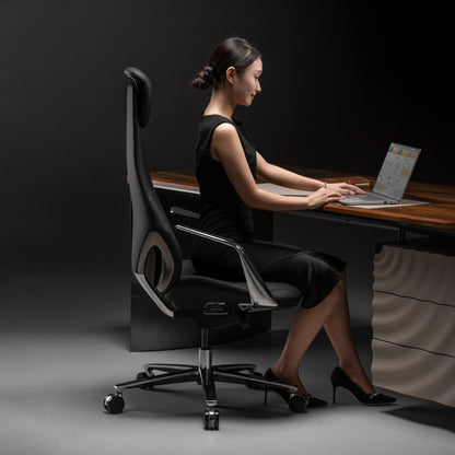 TOMU Black Genuine Leather Executive Office Chair, Real Top Grain Leather Office Chair with High Back, Comfy and Modern for Executive Luxury Desk, Ergonomic with Adjustable Height,Reclining (Black)