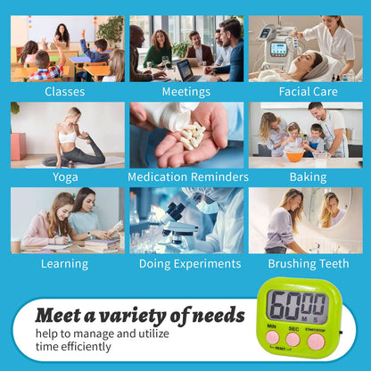 12 Pack Multi-Function Digital Timers, Magnetic Large LCD Display Loud Alarm Countdown Timers, Extensively Use in Classroom, Break Time, Gym, Meeting, Cooking