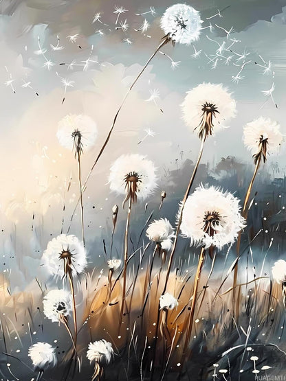 PUAGEMTI 5D Dandelions in The Wind Diamond Painting Kits Dandelion for Adults, Full Round Diamond Art Craft, Personalized Wall Decoration, Gift for Any Occasion 12x16 inch