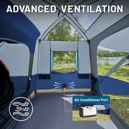 TIMBER RIDGE 5-9 Person SUV Tent with Screen Porch and Awning for Family Camping, Weather Resistant and Portable Van or Car Tent, Includes Rainfly and Storage Bag, 13' W X 10' L X 7.1' H, Blue