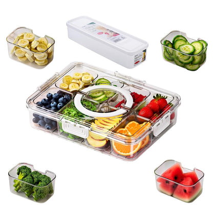 Snackle Box without Ice Pack,Container with Handle,8 Compartment Divided Bento Boxs,Picnic Essentials Storage Container with Lid & Handle+A 11.4" Length Pasta Box for Outdoor Party,Travel,Refrigerator