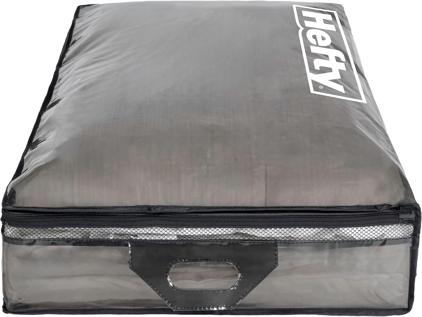 Hefty Underbed Flexible Tote with Breathable Mesh, Double Zip Closure, 39x20x6 inches, 2 Handles for Seasonal Apparel