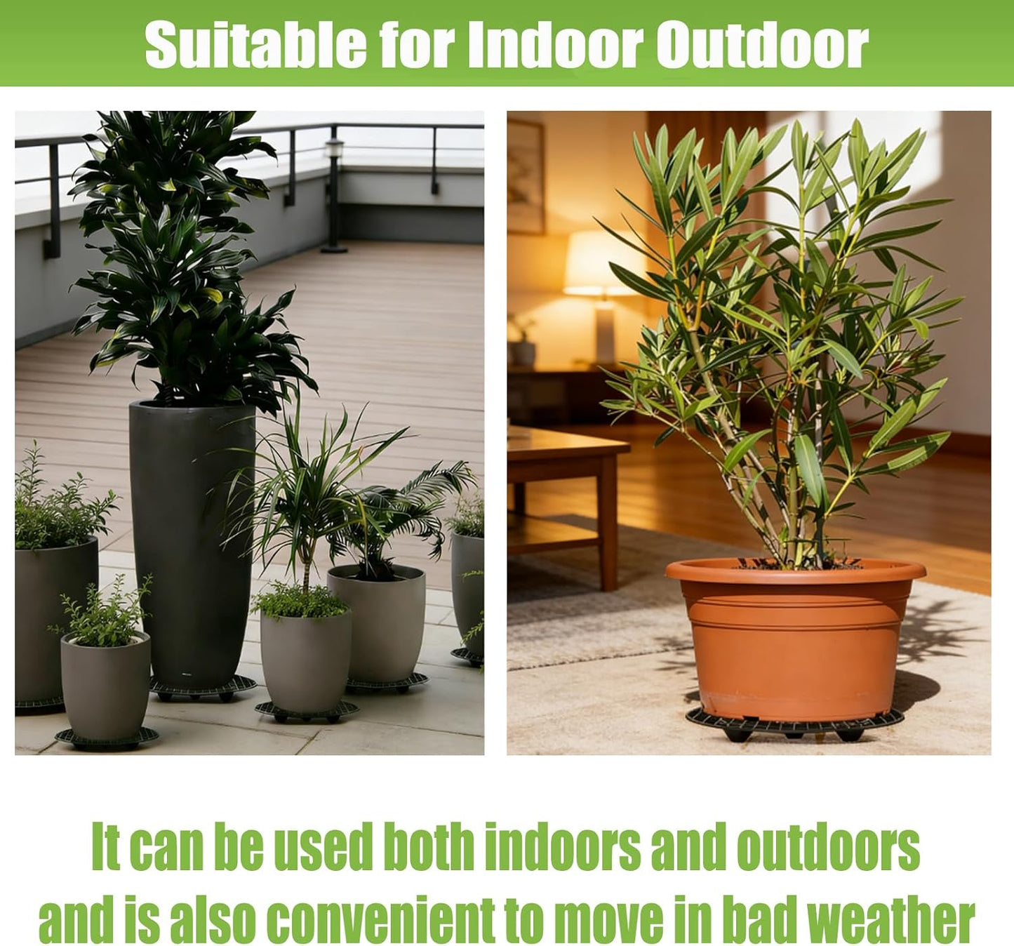 6 12 Inch QTLCOHD Pcs Pot Elevators for Plants, Black Plant Level Pot Elevator Plastic Plant Stand for Indoor Outdoor