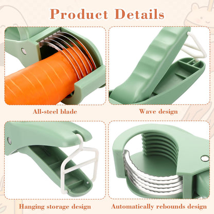 Lanties 2 Pcs Food Manual Slicer Fruit and Vegetable Cutter Stainless Steel Banana Slicer with ABS Handle for Quickly Making Fruit Vegetable Salad