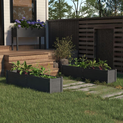 Todiikf Raised Garden Bed Set of 2 Large Gray Solid Pine Wood Planter Boxes 59" Outdoor Patio Backyard Flower Herb Vegetables