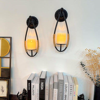 Set 2 Aimto Wall Sconce Candle Holder Black Wall-Mount Metal Candle Holders Hanging Iron Wall Candle Sconce Holder