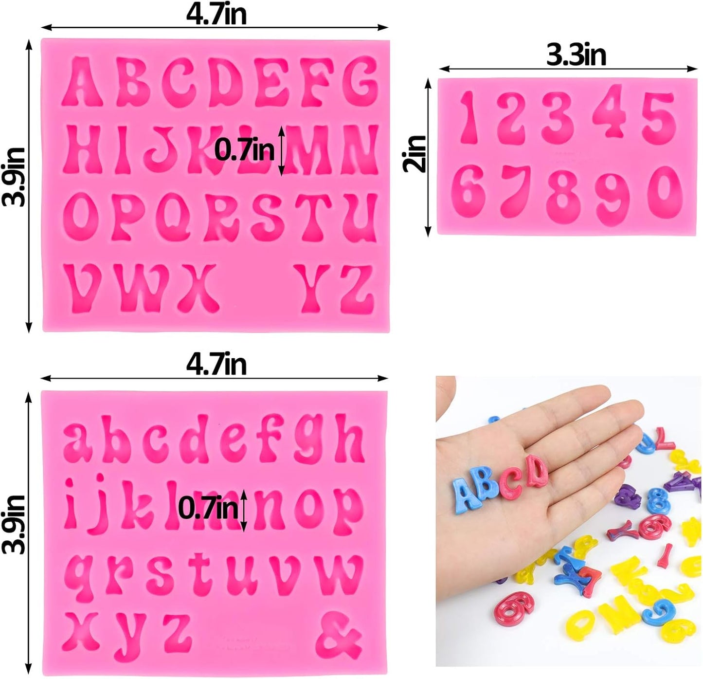 Palksky 3 Pieces Letter Molds - Silicone Fondant for Chocolate Covered Strawberries, Cake Decorating, Candy Tray