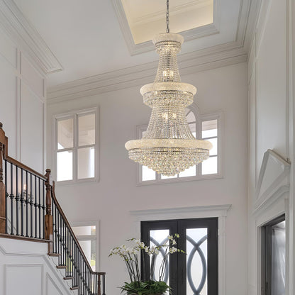 Homeooze 31 - Light Large Empire Crystal Chandelier for High Ceiling Foyer Entryway Staircase Living Room Dining Room Chrome Finish