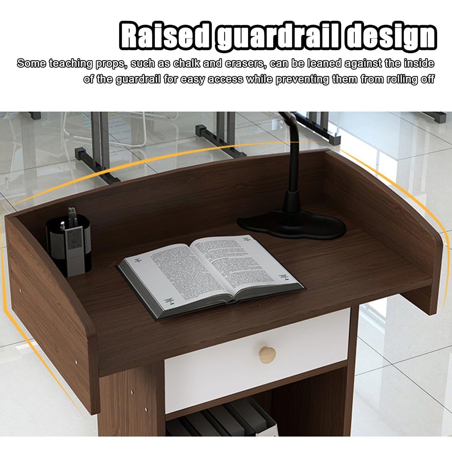 Wooden Pulpit Stand,floor Standing Church Pulpit Stand,pulpit Stand For Podium Presentations,pulpit With Wooden Heavy Duty Base With Double Storage Shelves For Classrooms,speeches,weddings(White)