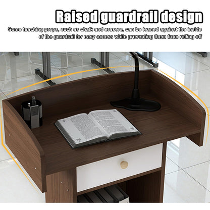 Wooden Pulpit Stand,floor Standing Church Pulpit Stand,pulpit Stand For Podium Presentations,pulpit With Wooden Heavy Duty Base With Double Storage Shelves For Classrooms,speeches,weddings(White)