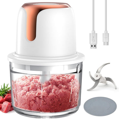 Sunfuny Mini Cordless Food Processor, Wireless 5-Cup Glass Bowl Chopper, 6000mAh Battery USB-C Rechargeable Vegetable