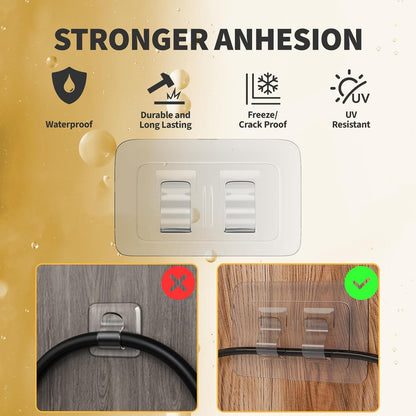 IFLOH 100Pcs Hooks for Outdoor String Lights Clips: Heavy Duty Cable Clips with Waterproof Adhesive Strips for Hanging