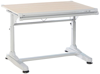 Stand Up Desk Store Adjustable Height and Angle Drafting Table Drawing Desk with Large Surface (Silver Frame/Birch Top, 40" W X 26" D)