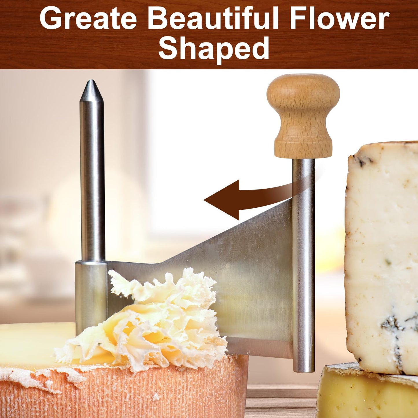 Homoyoyo Cheese Curler Wheel: Stainless Steel Cheese Butter Chocolate Shaver to Create Beautiful Rose-Shaped Cuts Revealing Its Rich Flavor for Restaurants, Cafes, Dessert Shops, Home (Slicer Only)