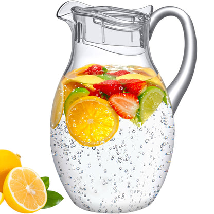 Amazing Abby - Bubbly Grand - Plastic Pitcher (96 oz, 3 Quart), Clear Water Pitcher with Lid, Fridge Jug, BPA-Free, Shatter-Proof, Great for Iced Tea, Sangria, Lemonade, Juice, Milk, and More