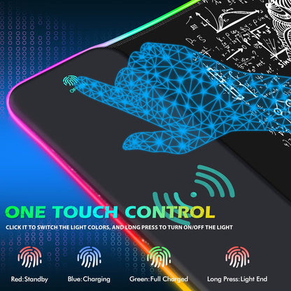 ToLuLu RGB Gaming Wireless Charging Mouse Pad, 5/7.5/10/15W 10 Light Modes LED Mouse Pad Computer Keyboard Mat Mousepad, 800x300x4MM Extended Large Desk Mat for Gaming, MacBook, Laptop, PC, Galaxy