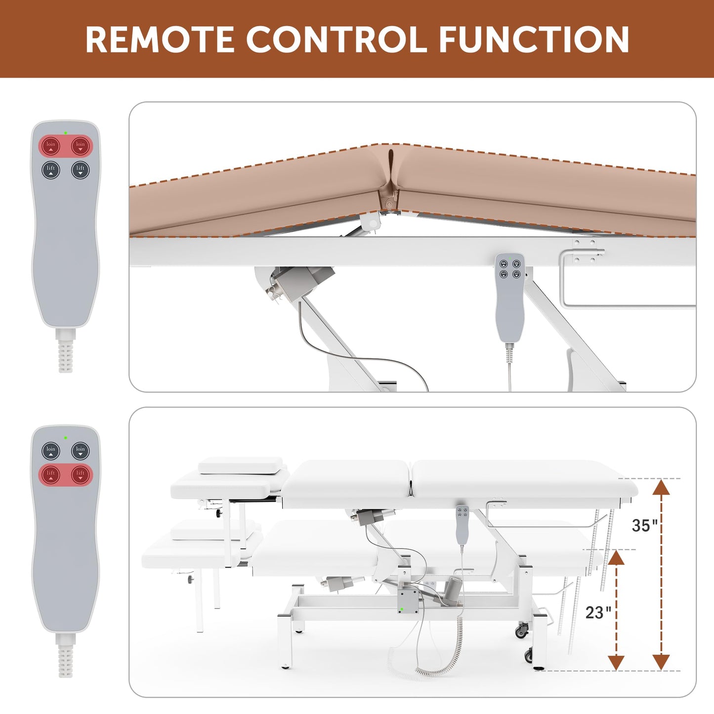 Dolonm 2 Motors Electric Massage Table, Hydraulic Electric Lift Adjustable Waist and Height Lifting Functions for Treatment, Physical Therapy, Spinal Massage, Facial Spa, Waxing, Tattooing - White