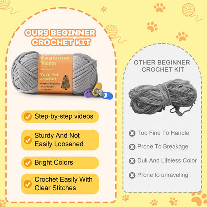 Zepiany Crochet Kit for Beginners, Crochet Cat Beginner Crochet Kit for Adults, Amigurumi Crochet Animals Cat Crafts Crochet Kits, Easy Knitting Kit Galentines Day