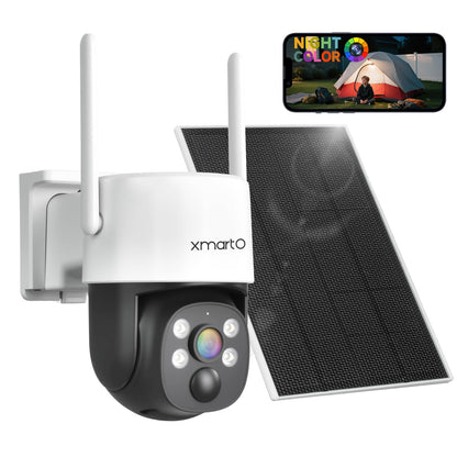 XMARTO 0-Light Night Color Solar Wireless Security Camera Outdoor, PTZ Wire-Free Home Surveillance with AI Tracking & Thermal Detection, Non-Stop Solar Power, 0 Monthly Fee, 5G Dual Band WiFi 6