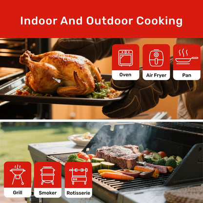 Meatmeet Wireless Meat Thermometer Digital with Dual Wi-Fi & Bluetooth, Meat Thermometer Wireless with 2 Probes, LED Display Base, 6 Sensors, IP69 Waterproof, for Grills, Ovens, Smokers & BBQs (X Pro)