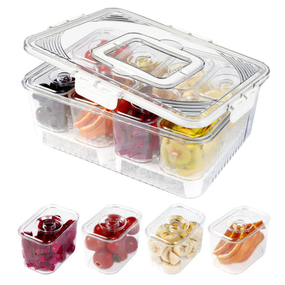 8 Compartment Snack Box with Ice Compartment, Leakproof Portable Cold Food Storage Container, Acrylic Airtight Food Tray for Long Haul Truckers Long Distance Drivers, Road Trip Car Cab Food Organizer