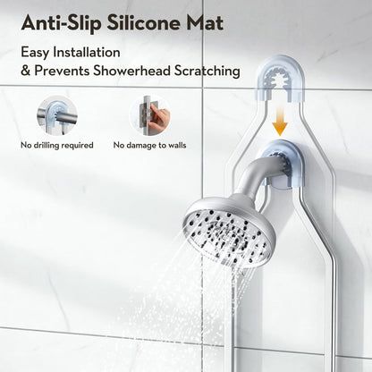 Skiennix Shower Caddy - Rust-Free Aluminum Organizer with Hooks & Soap Holder - Bright Silver