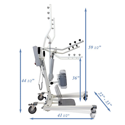 Tuffcare Stand Up Electric Patient Lift - Sit to Stand, Standing Lift, Rhino Lift with Manual Low Base - with Standing Sling (Medium) and Buttock Strap, 380 lb. Weight Capacity