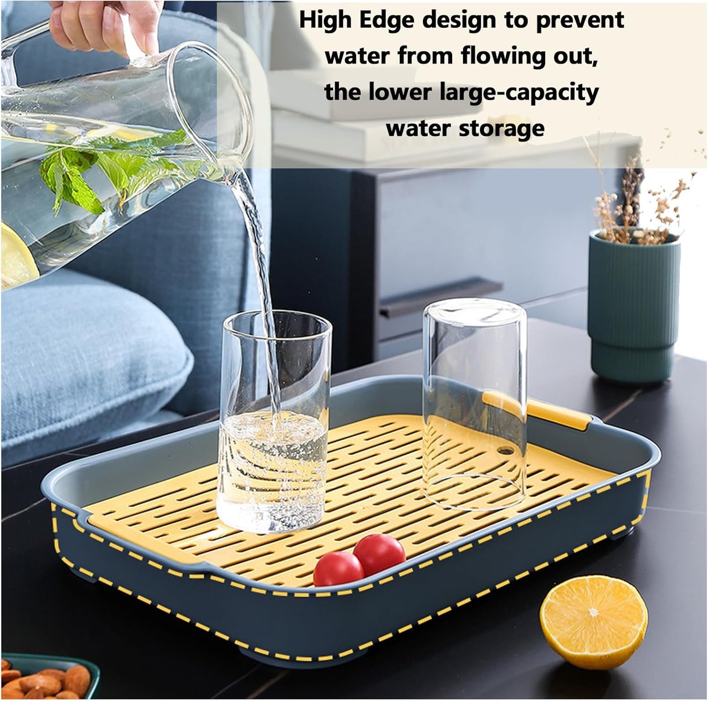 Eco-Friendly PP Dish Tray Drying Rack, Double-Layer Plastic Drainage Rack for Kitchen Countertops