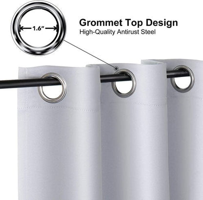 ChrisDowa Grommet Blackout Curtains - Thermal Insulated Room Darkening Panels (Greyish White, 52W x 63L)