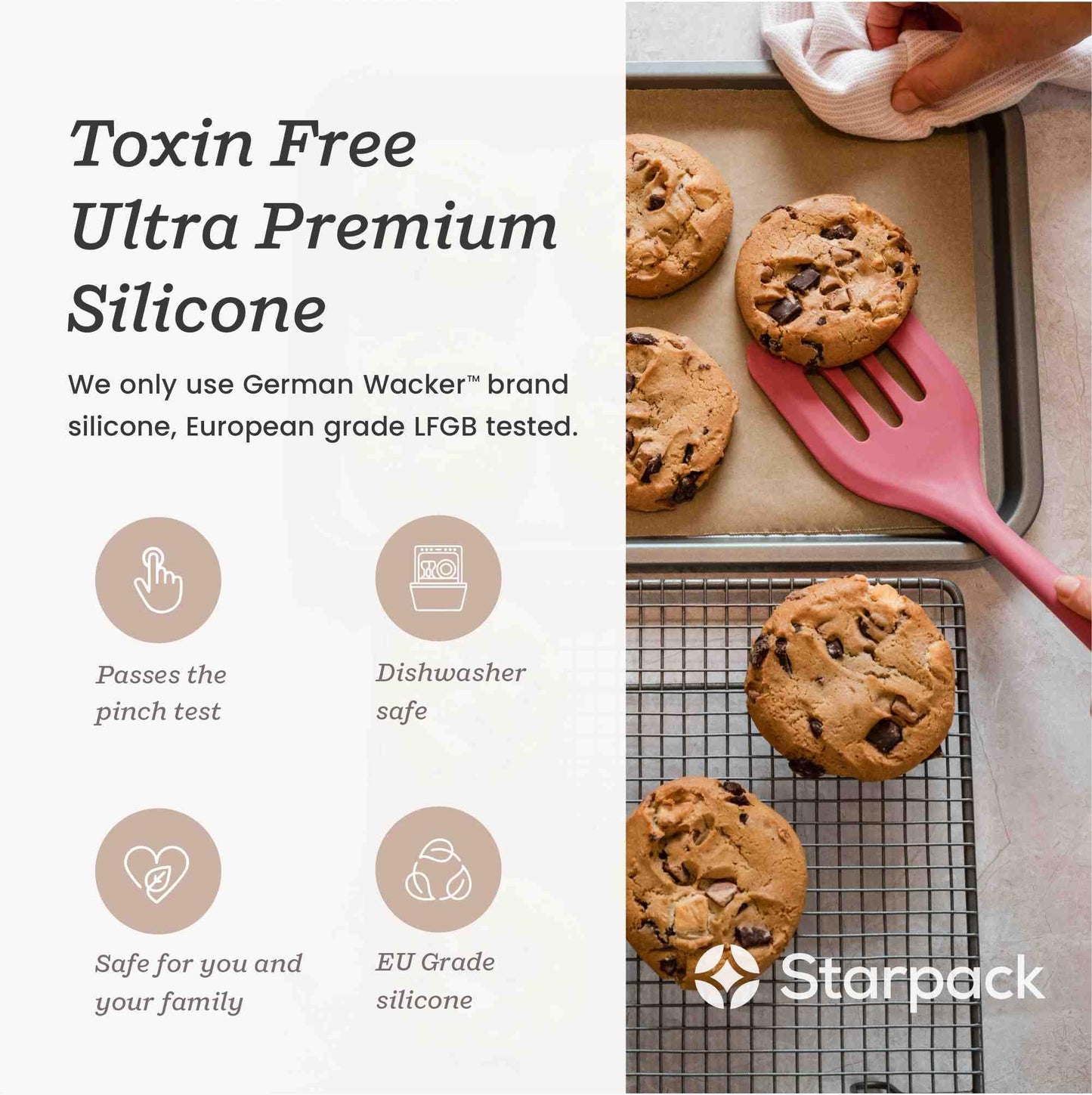 Starpack 'Stir & Serve' Silicone Cooking Utensils Set (5 Pcs) - 10.5" - Kitchen Utensil Set Heat Resistant to 600°F - Kitchen Utensils for Nonstick Cookware - Silicone Utensil Set for Mixing & Cooking