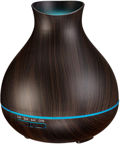 BZseed Aromatherapy Essential Oil Diffuser 550ml 12 Hours Wood Grain Aroma Diffuser with Timer Cool Mist Humidifier for Large Room, Home, Baby Bedroom, Waterless Auto Shut-off,7 Colors Lights Changing