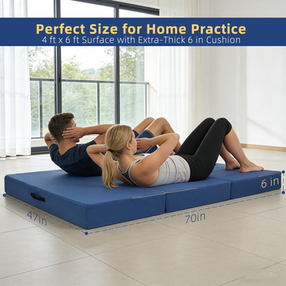 Gymnastics Landing Mat,6 ft x 4 ft x 6 in – Thick High-Density Foam Crash Pad, Soft Pillow Home Practice Mat with Carry Handles, Non-Slip Bottom for Tumbling, Cheer & Kids Training