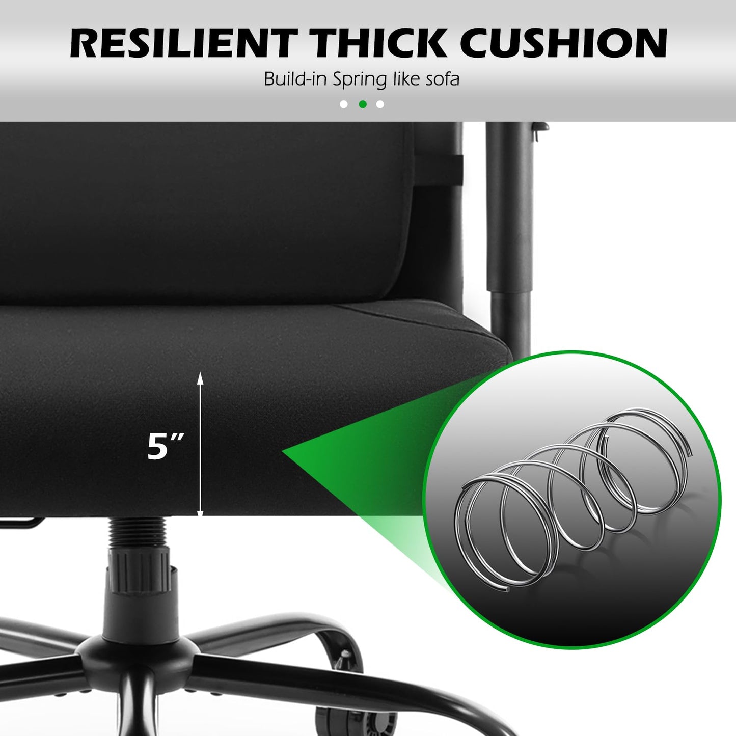 WUDOYO Extra Wide Seat Office Chair for Big and Tall 500lbs, with High Back Adjustable Headrest Lumbar Support Arms Wheels Heavy Duty (Breathable Fabric Seat)