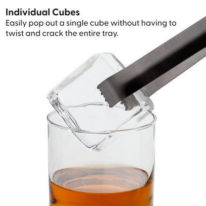 W&P Peak Silicone Extra Large Cube Ice Tray w/ Protective Lid | Charcoal | Easy to Remove Ice Cubes | Food Grade Premium Silicone | Dishwasher Safe, BPA Free