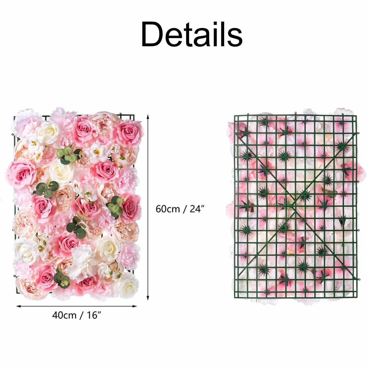 GOUZIBHD Artificial Flower Wall Panels 16 X 24 in, Faux Flower Wall Mat, 3D Silk Floral Backdrop, Rose Floral Panels for Wedding Party Event Photo Backdrop Wall Decor(Size:12PCS)