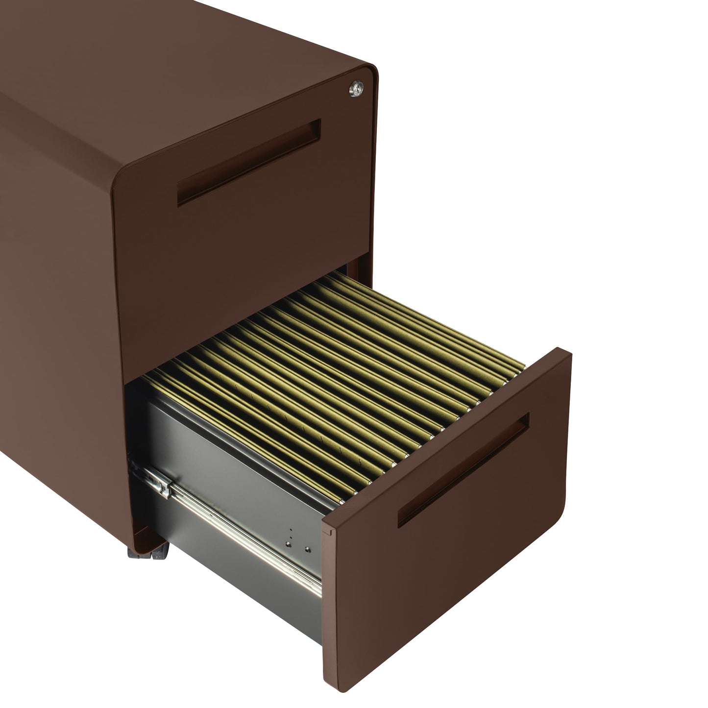 Laura Davidson Furniture Stockpile 2 Drawer Mobile File Cabinet with Lock - Under Desk Metal Filing Cabinet, Legal/Letter File Folders, Wheels and Stationary Feet, Pre-Assembled, Dark Brown