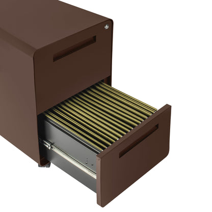 Laura Davidson Furniture Stockpile 2 Drawer Mobile File Cabinet with Lock - Under Desk Metal Filing Cabinet, Legal/Letter File Folders, Wheels and Stationary Feet, Pre-Assembled, Dark Brown