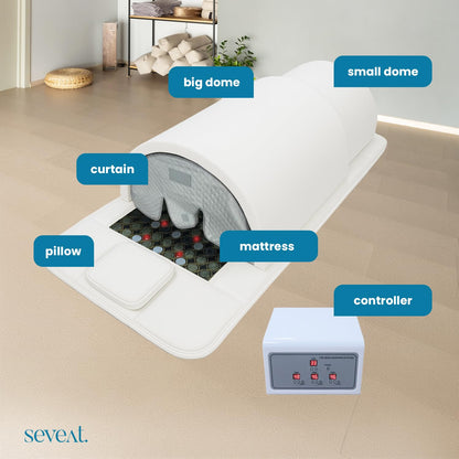 Seveat Portable Infrared Sauna Dome | 1300W Power | Near-Zero EMF | Full-Body Dry Sauna with Therapeutic Jade Stones | Home Wellness & Relaxation (White)