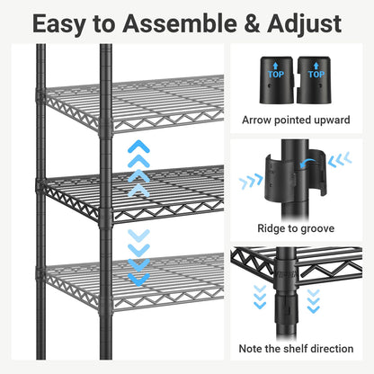 VIPEK X4 Expandable Heavy Duty Clothes Rack, Adjustable from 7'4" to 10'2" with Adjustable Shelves and Hanger Rods, Large Wardrobe Closet Reach-in & Walk-in Closet Metal Clothing Rack, 1530 LBS, Black
