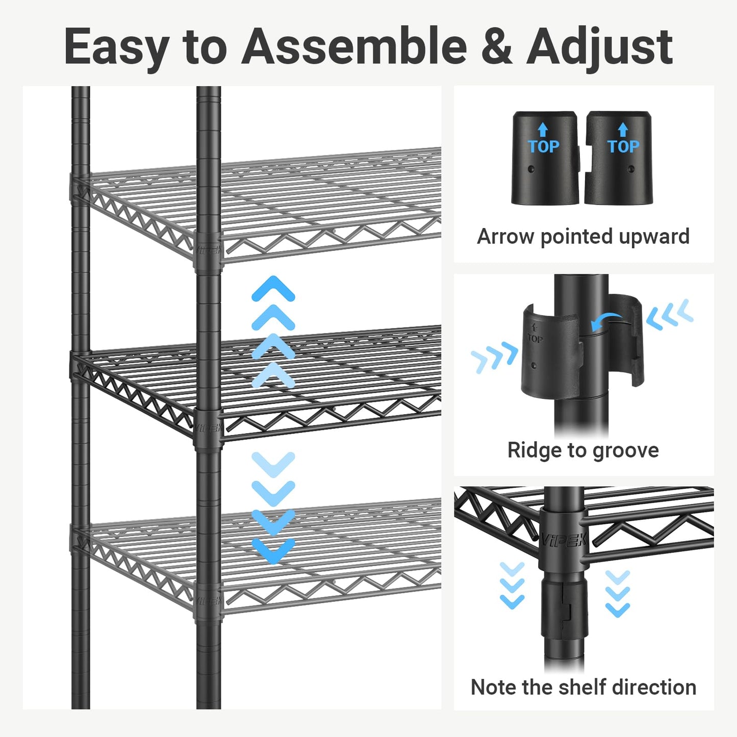 VIPEK X1 Expandable Clothes Rack Heavy Duty Adjustable from 2' to 3'5" with Adjustable Shelves and Hanger Rods, Reach-in & Walk-in Closets Metal Garment Racks Portable Closet, Black