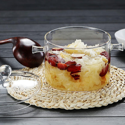 Clear Glass Pots for Cooking, Thickened Glass Stew Pot with Lid for Stove