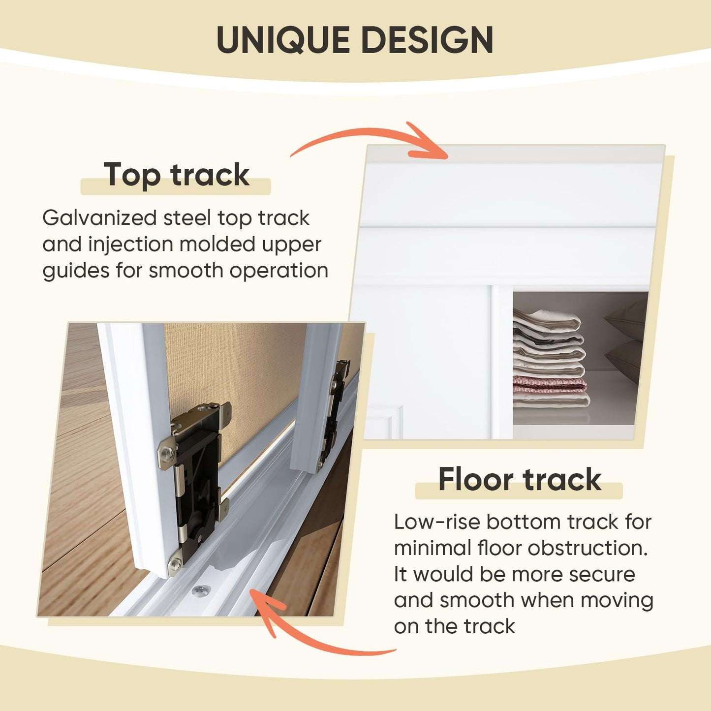 JUBEST Sliding Closet Door 60"(Double 31") x80, 5-Panel Steel Frame Bypass Primed Door with Top & Bottom Track Kits, Preassembled Hardboard Panels with Paintable Surface, Durable & Sturdy