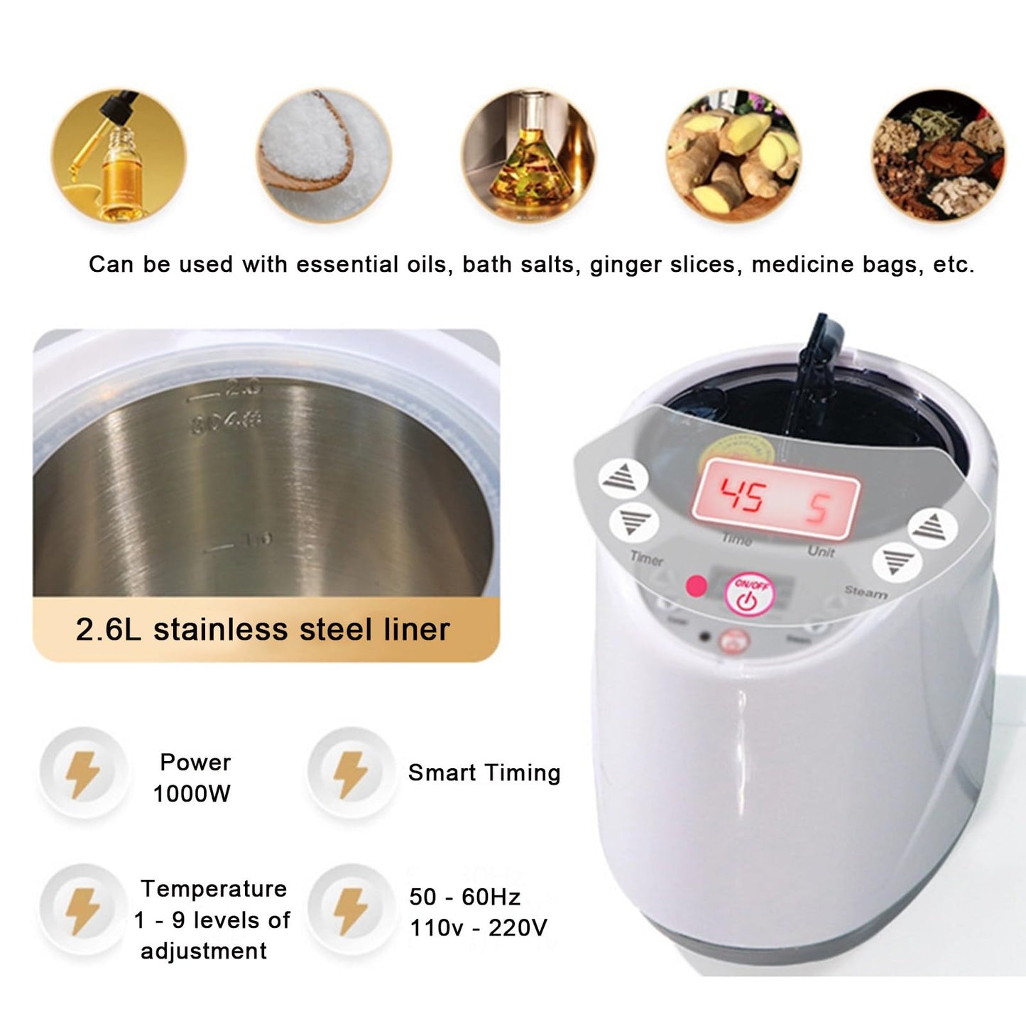 Portable Steam Sauna Tent Full Size, Indoor Steam Room for Home Spa Detoxify & Soothing Heated Body Therapy,with 2.6L 1000W Steamer, 9 Temperature Settings, Remote Control, Folding Chair