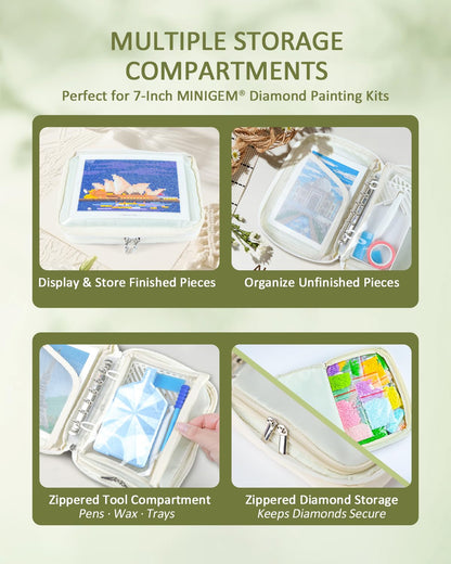 ForeverYoung All-in-One Diamond Art Storage Bag with Separate Sections for 7-Inch Small Diamond Art Kits, Portable & Travel-Friendly, Diamond Painting Accessories and Tools for Lovers (Bag Only)
