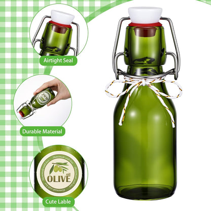 20 Pack Favors(4 oz,Olive Queekay Mini Swing Top Glass Bottles for Vanilla Extract Homemade Olive Oil Bottles with Lids