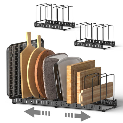 HzTinT 2PACK Cutting Board Organizer, Adjustable Divider Cutting Board Holder with Anti-slip Pads, Kitchen Cabinet Organizer for Baking Cookie Sheet Pan Bakeware Cookie, Black, Large-Size